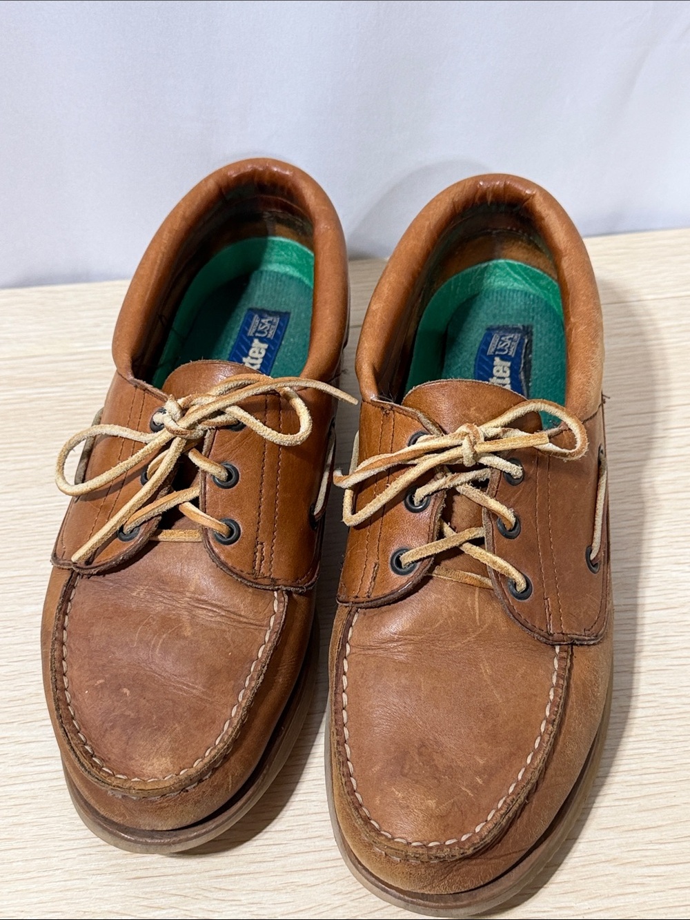 Dexter Brown Leather Men’s Boat Shoes with Tan Laces